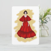 Invitation Romantique robe rouge avec un style jaune doux (Debout devant)