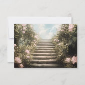 Invitation Romantique rose archway conte livre mariage RSVP (Dos)