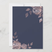 Invitation Romantique Rose d'or glitrobe roses (Dos)