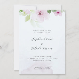 Invitation Romantique rose et vert Floral Mariage