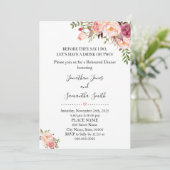 Invitation Romantique Rose Floral Boho Dîner de répétition ch (Debout devant)
