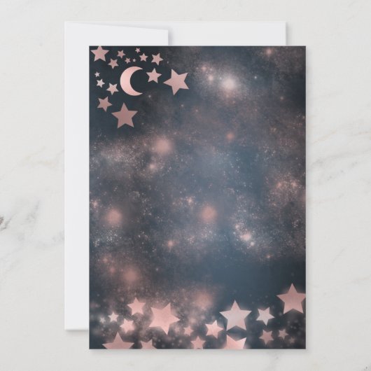 Invitation Romantique Rose or glitterie robe céleste (Dos)