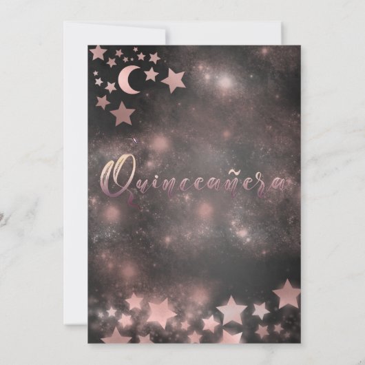 Invitation Romantique Rose or glitterie robe céleste (Dos)