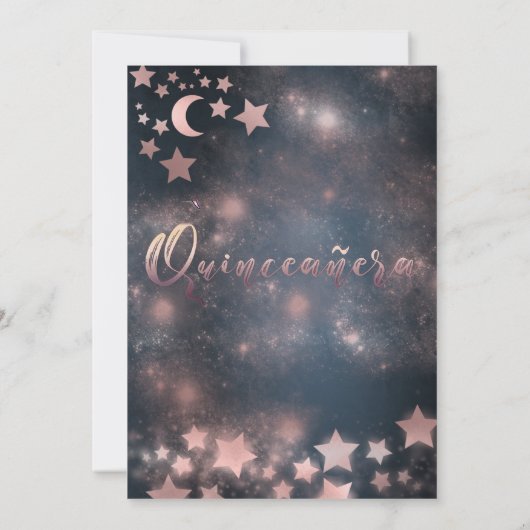 Invitation Romantique Rose or glitterie robe céleste (Dos)