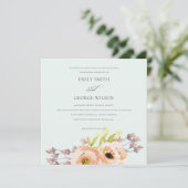 INVITATION ROMANTIQUE ROSE PEACH BLEU DOUX BLEU MARIAGE FLORA (Debout devant)