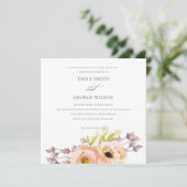 INVITATION ROMANTIQUE ROSE PEACH BLUSH PURPLE MARIAGE FLORAL (Debout devant)