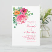 Invitation Romantique rose Photo Grand Floral Élégant Mariage (Debout devant)