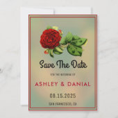 Invitation Romantique Rose rose Floral Mariage Enregistrer la (Devant)