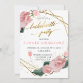 Invitation Romantique rose Roses Gold Vin Bachelorette (Devant)
