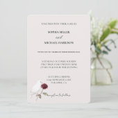 Invitation Romantique Rose Rouge Blanc Oiseau Floral Mariage (Debout devant)