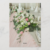 Invitation Romantique rose tulle et guirlande florale table é (Dos)