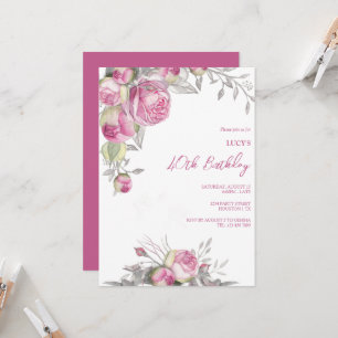 Invitation Romantique Roses Rose Décoration Anniversaire Fête