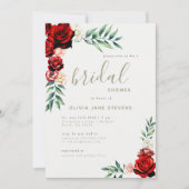 Invitation Romantique Roses Rouges Boho Fête des mariées de c (Devant)