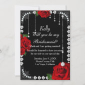 Invitation Romantique Roses Rouges Et Diamants (Devant)