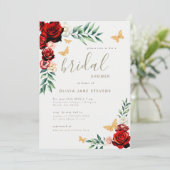 Invitation Romantique Roses Rouges Fête des mariées des Papil (Debout devant)