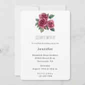 Invitation Romantique Roses Rouges Florales Anniversaire (Devant)