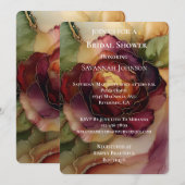 Invitation Romantique Rouge Bourgogne Rose Fête des mariées f (Devant / Derrière)