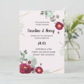 Invitation Romantique Rouge et Vert Élégant Mariage Invitatio (Debout devant)