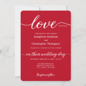 Invitation Romantique Rouge Noir Mariage de Saint Valentin (Devant)