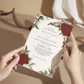 Invitation Romantique rouge rose couleur profonde Floral Mari