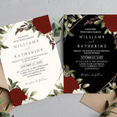 Invitation Romantique rouge rose couleur profonde Floral Mari