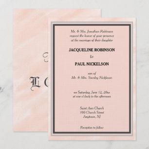 Invitation Romantique Rougeur Grise Géométrique Aquarelle