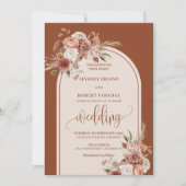 Invitation Romantique rouille Pampas Grass Floral Mariage inv (Devant)