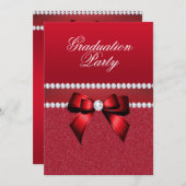 Invitation Romantique Ruby Red Graduation Party (Devant / Derrière)