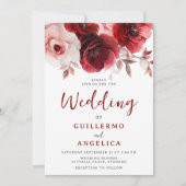 Invitation Romantique Ruby Red Rose Luxe Mariage radiance (Devant)