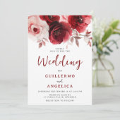 Invitation Romantique Ruby Red Rose Luxe Mariage radiance (Debout devant)