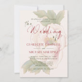 Invitation Romantique Rustique Blush Peony Rose Floral Mariag (Devant)
