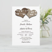Invitation Romantique Rustique Burlap String Mariage (Debout devant)