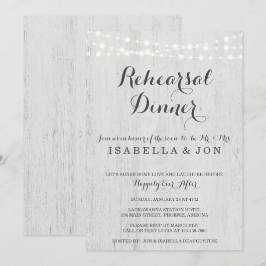 Invitation Romantique rustique de l'invitation | de dîner de (Devant / Derrière)