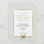 Invitation Romantique Rustique Green Blanc Bow Mariage (Devant / Derrière)