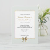 Invitation Romantique Rustique Green Blanc Bow Mariage (Debout devant)