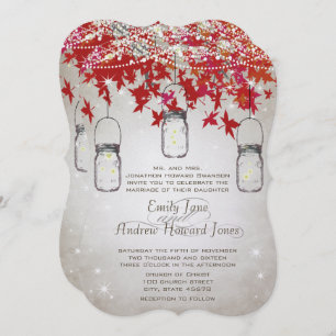 Invitation Romantique rustique Mason Jar Red Fall Tree