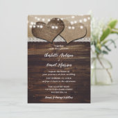 Invitation Romantique rustique Pays Chic Burlap Mariage dente (Debout devant)