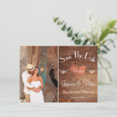 Invitation Romantique Rustique Photo Coeur & Bois Enregistrer (Debout devant)