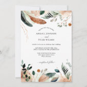 Invitation Romantique Rustique Plume & Floral Vintage (Dos)