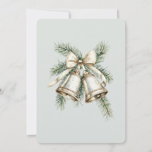 Invitation Romantique Rustique Vert Blanc Or Cloches Bow Mari (Dos)