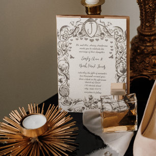 Invitation Romantique Rustique Vintage Bee Hive Scrolled Fleu