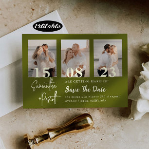 Invitation Romantique Sage Green Collage Enregistrer La Date