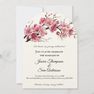 Invitation Romantique Sakura cerise Fleurs Mariage en fleurs