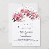 Invitation Romantique Sakura cerise Fleurs Mariage en fleurs (Devant)
