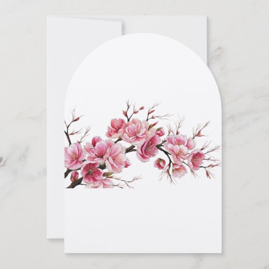 Invitation Romantique Sakura cerise Fleurs Mariage en fleurs (Dos)