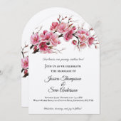 Invitation Romantique Sakura cerise Fleurs Mariage en fleurs (Devant / Derrière)