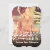 Invitation Romantique Script Bronze Foil Photo Graduation Par (Devant)