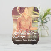 Invitation Romantique Script Bronze Foil Photo Graduation Par (Debout devant)