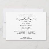 Invitation Romantique Script Collage 3 Photos Graduation (Dos)