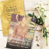 Invitation Romantique Script Gold Foil Photo Graduation Party